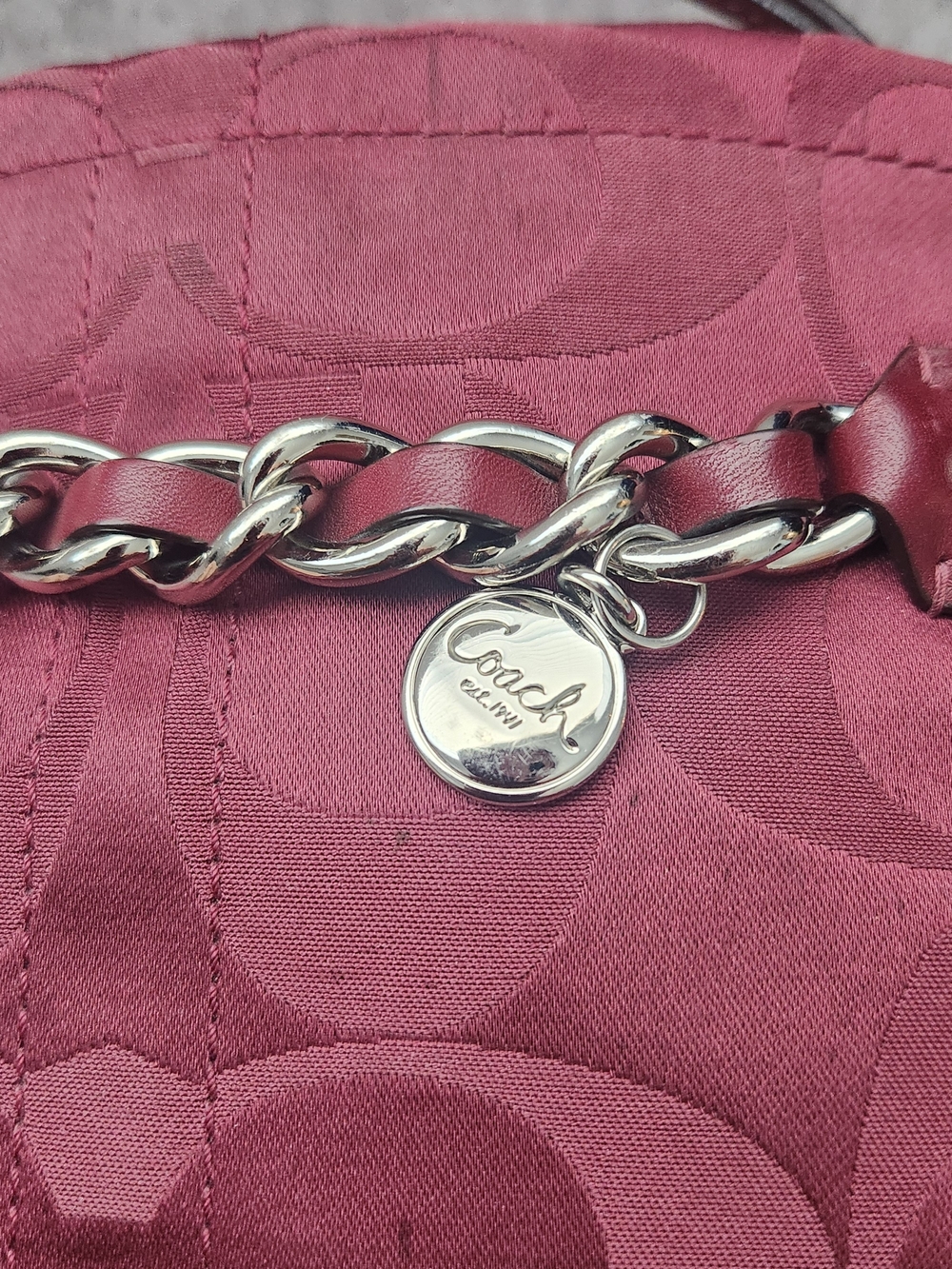 Coach Signature Chain Shoulder Bag in Deep Pink